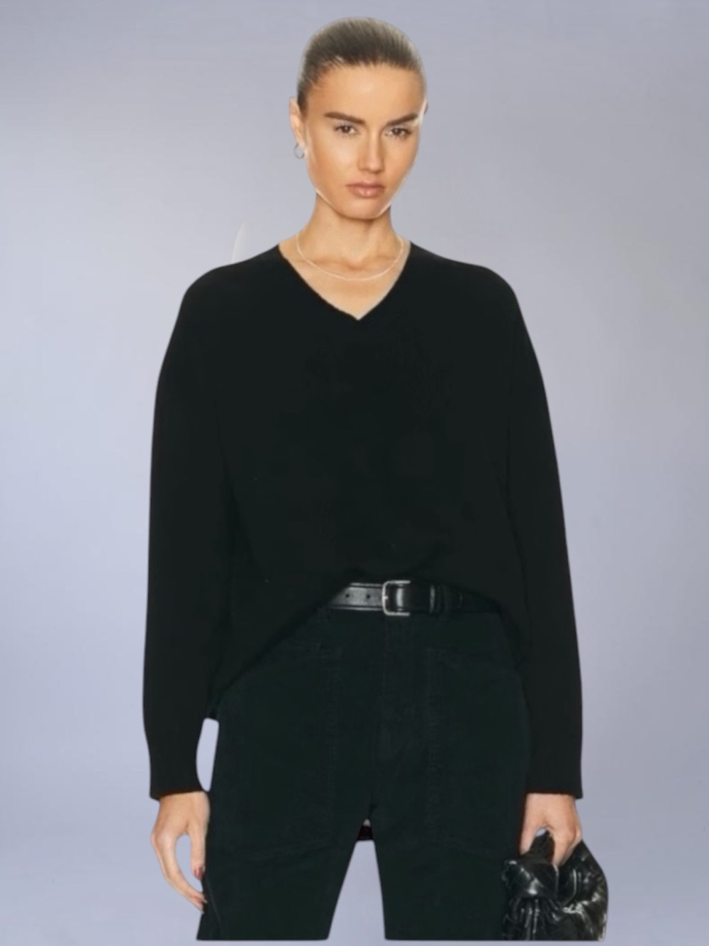 New! NILI LOTAN SHAGEN 2-PLY CASHMERE DOUBLE V-NECK SWEATER SIZE XS